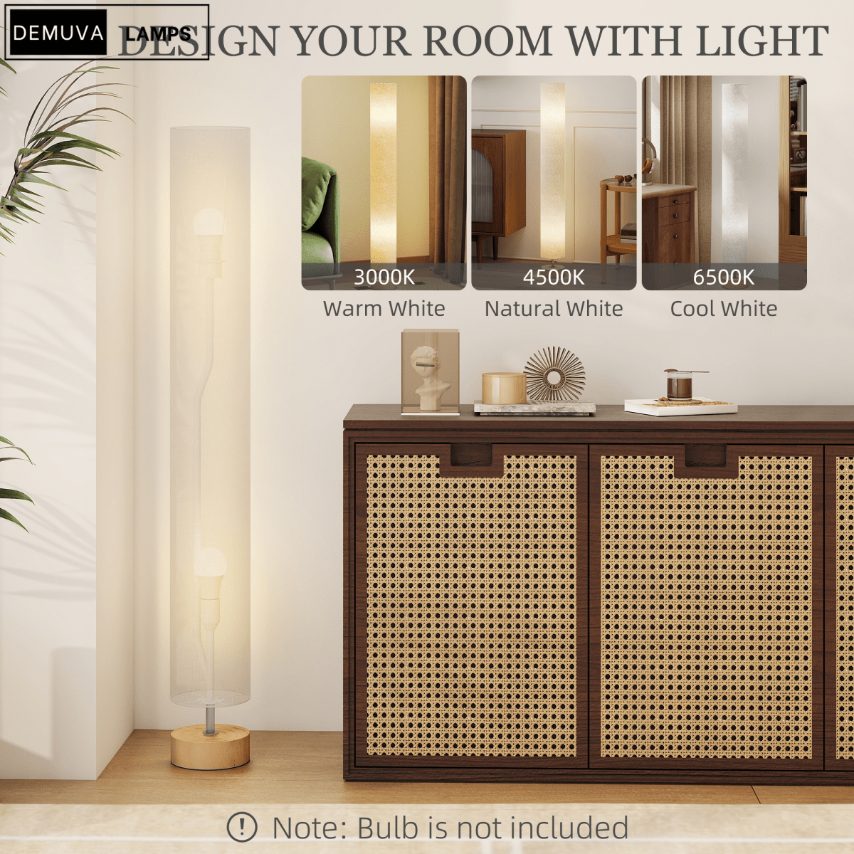 120Cm Living Bed Room Tall Floor Lamp Soft Warm Lighting - Demuva