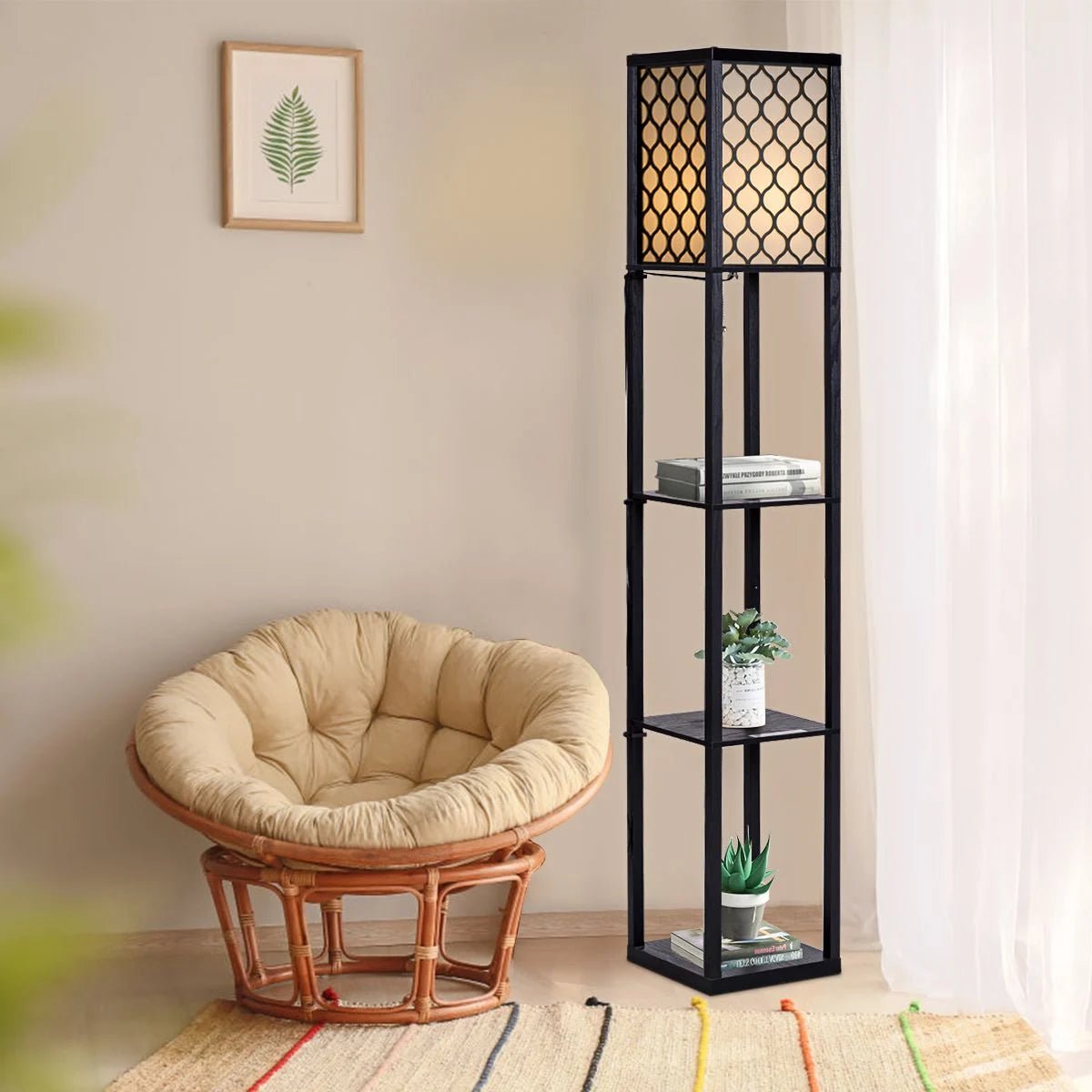160 Cm Floor Lamp with 3 - Tier Shelf for Room Decoration - Demuva