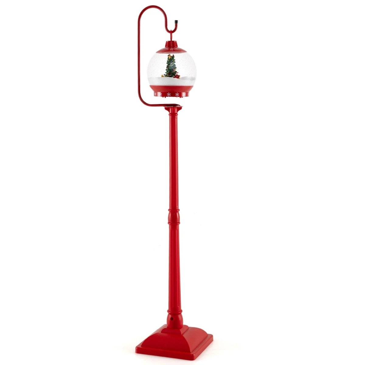 68 Inch Christmas Lamp Post with Sound Activated Snow Globe Lantern - Demuva