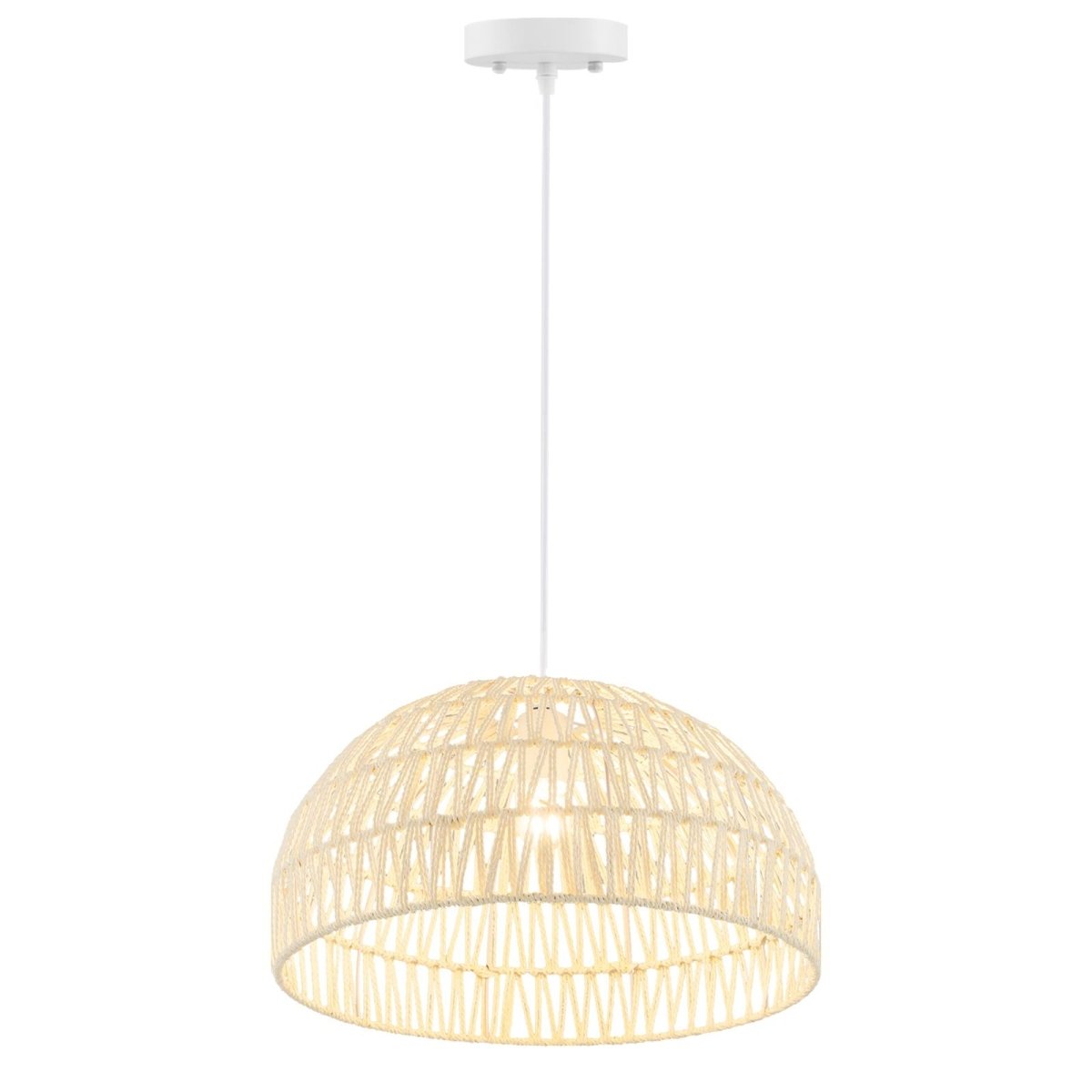 Dome Paper Pendant Ceiling Light with Adjustable Hanging Rope - Demuva