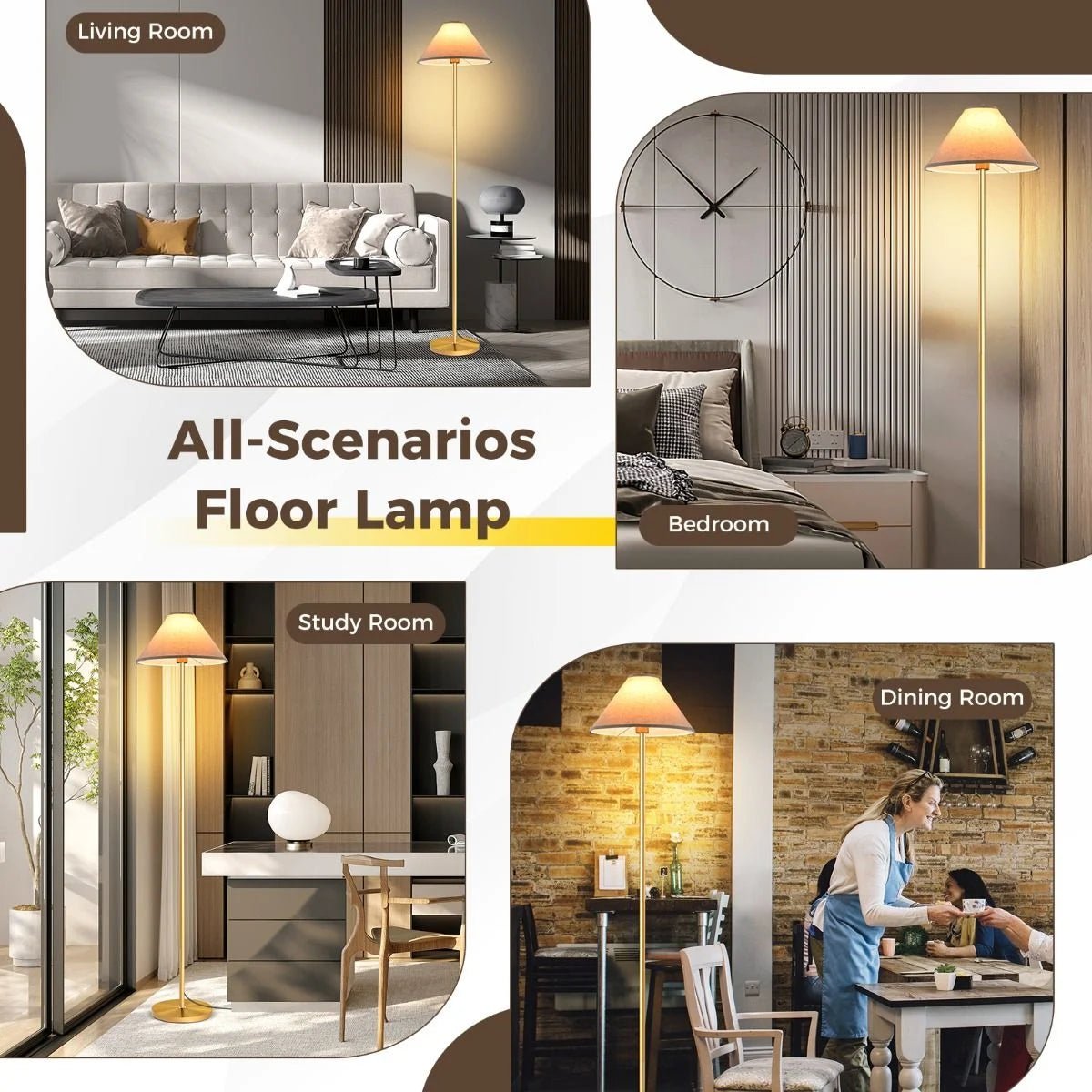 Elegant Floor Lamp with Linen Shade and Foot - Operated Switch - Demuva