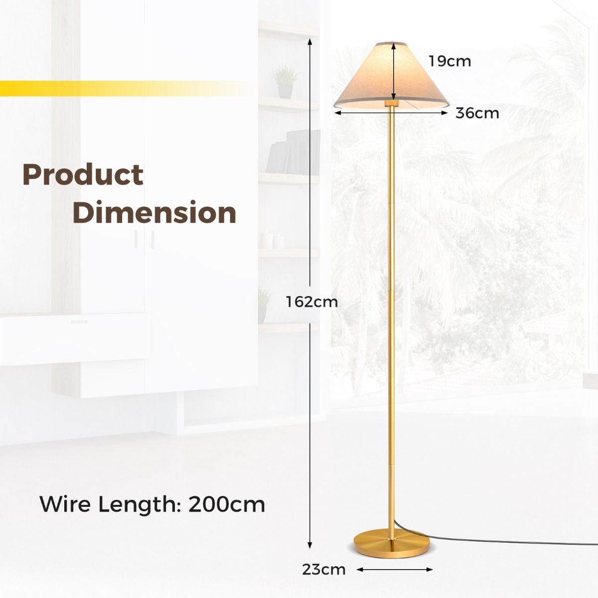 Elegant Floor Lamp with Linen Shade and Foot - Operated Switch - Demuva