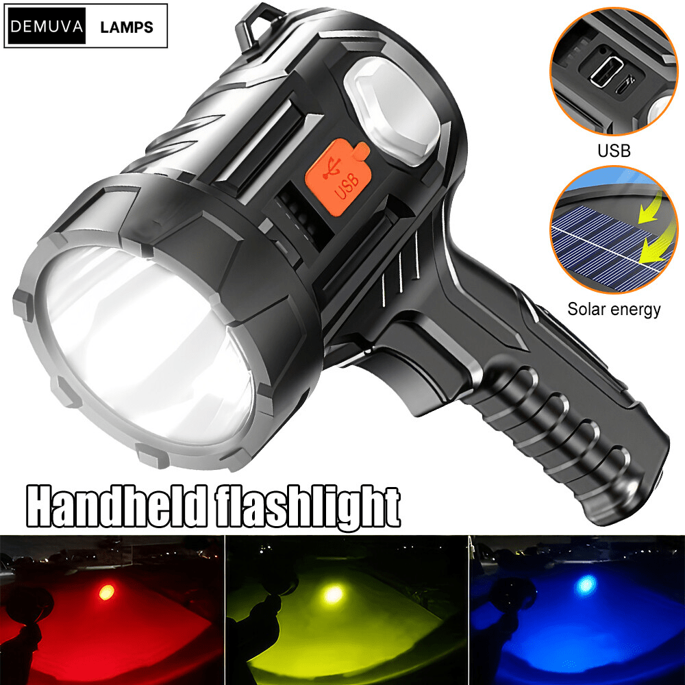 Handheld LED Spotlight Rechargeable Camping Hunting Flashlight Torch Spot Light - Demuva