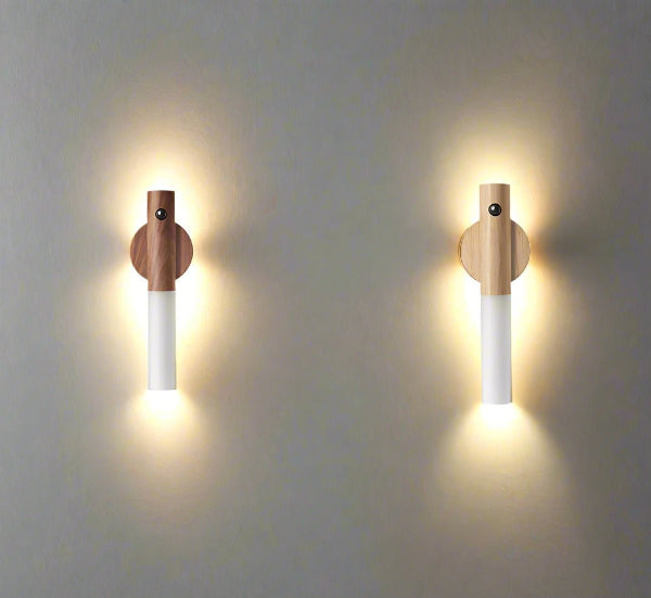 LumoNest Magnetic Wooden Motion Sensor Night Light – USB Rechargeable LED for Hallways, Cabinets & Bedrooms - Demuva