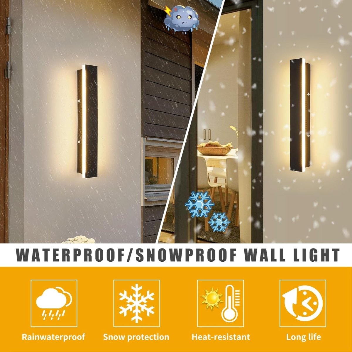 Modern Outdoor Wall Light 40cm Black Minimalist Long Fixture - Demuva