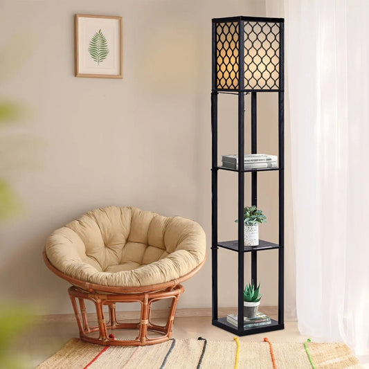 160 Cm Floor Lamp with 3 - Tier Shelf for Room Decoration - Demuva