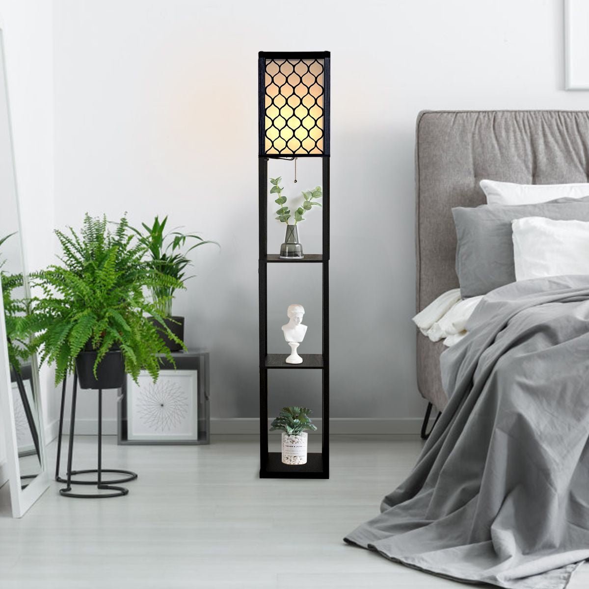 160 Cm Floor Lamp with 3 - Tier Shelf for Room Decoration - Demuva