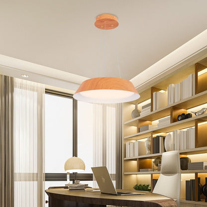 22W Modern Ceiling Light with Wood Grain and Metal Frame - Demuva