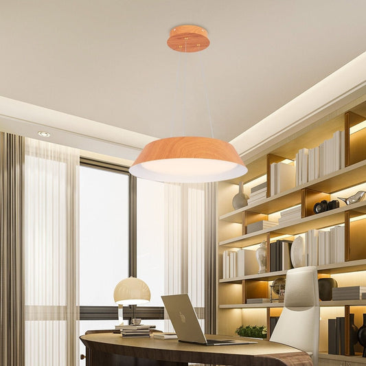 22W Modern Ceiling Light with Wood Grain and Metal Frame - Demuva
