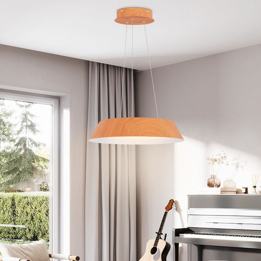 22W Modern Ceiling Light with Wood Grain and Metal Frame - Demuva