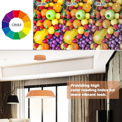 22W Modern Ceiling Light with Wood Grain and Metal Frame - Demuva