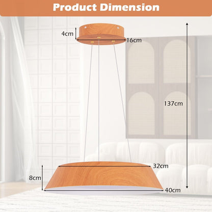22W Modern Ceiling Light with Wood Grain and Metal Frame - Demuva