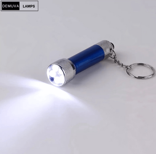 5 LED Mini Flashlight Keyring Torch Aluminum Keychain with Batteries - Demuva