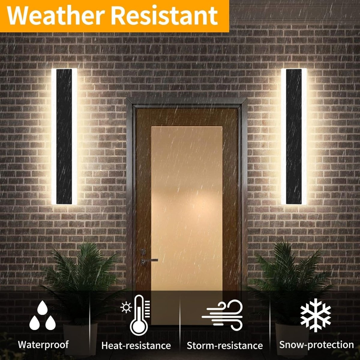 60CM Stylish Outdoor Wall Light - 22W LED Garden Fixture with 3000K Warm White Glow & IP65 Waterproof for Hallways, Gardens, and Balconies - Demuva