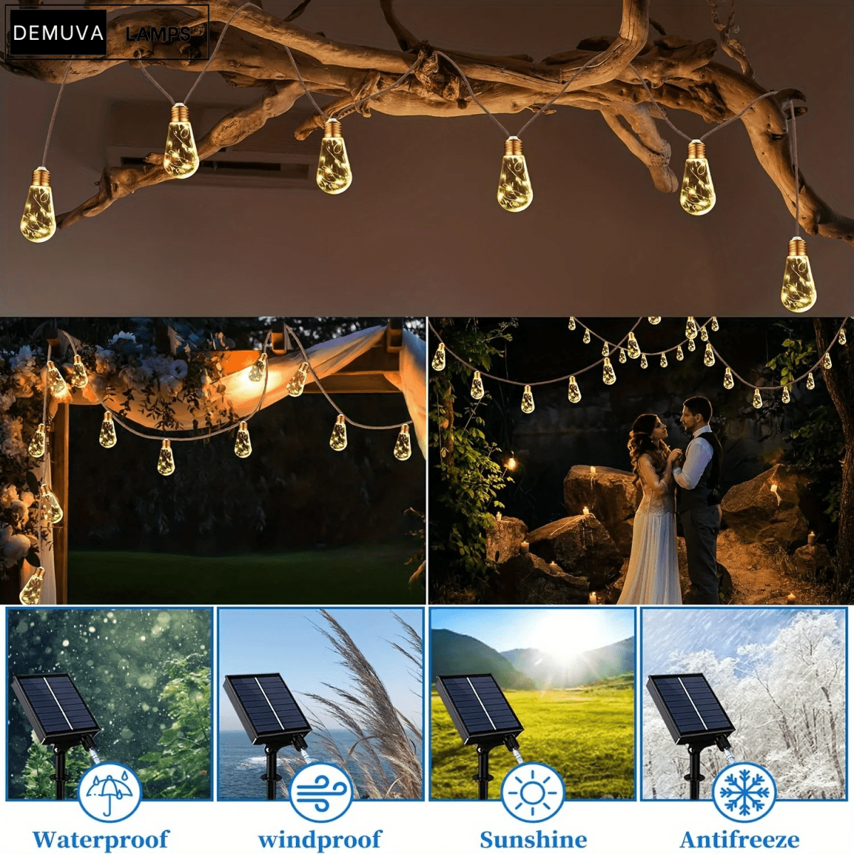 8M Solar Hemp Rope String Lights - Demuva