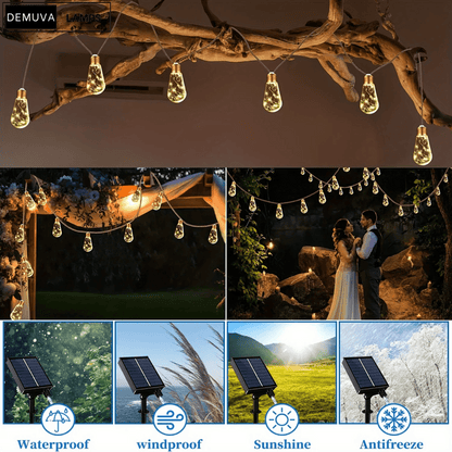 8M Solar Hemp Rope String Lights - Demuva