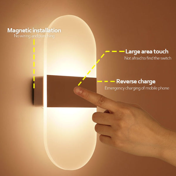 AuraSense Indoor Motion Sensor Wall Lamp – USB Rechargeable LED Light for Modern Interiors - Demuva