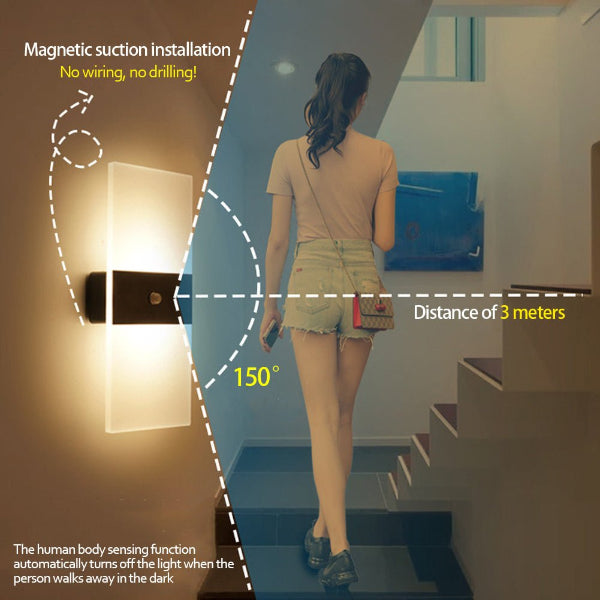 AuraSense Indoor Motion Sensor Wall Lamp – USB Rechargeable LED Light for Modern Interiors - Demuva