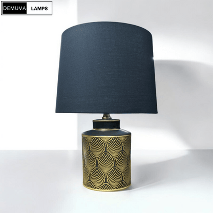 Black & Gold Modern Floral Table Lamp - Demuva