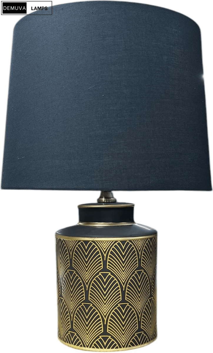 Black & Gold Modern Floral Table Lamp - Demuva
