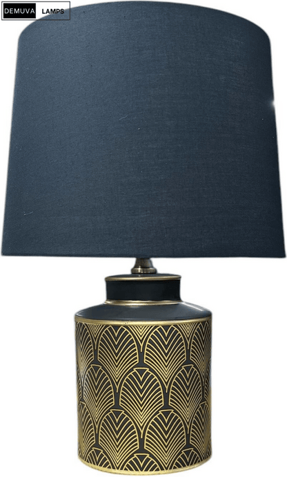 Black & Gold Modern Floral Table Lamp - Demuva
