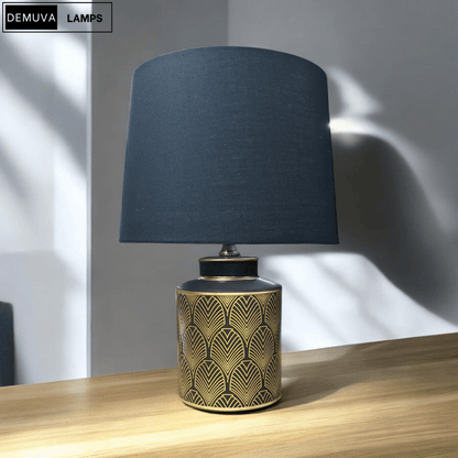 Black & Gold Modern Floral Table Lamp - Demuva