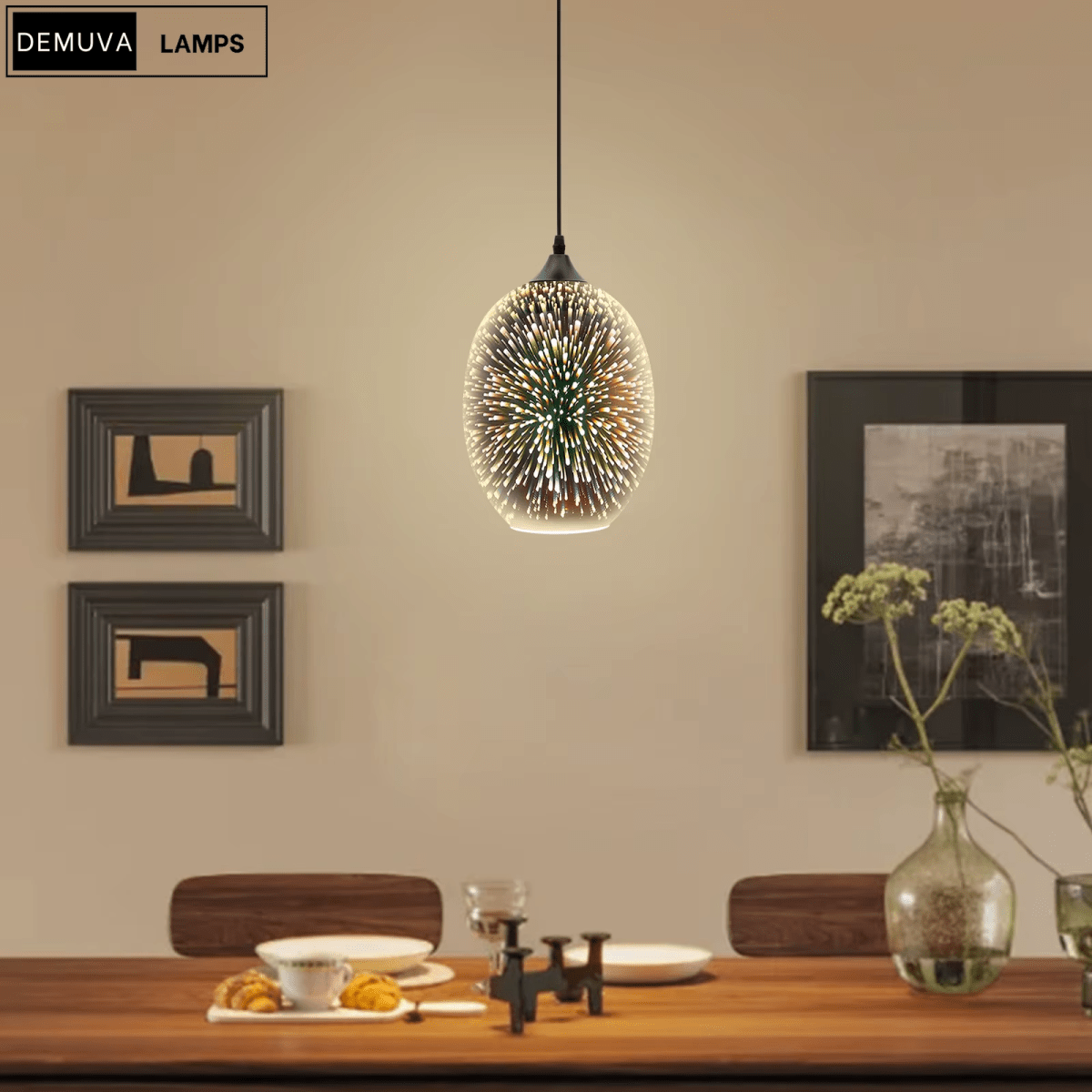 Creative 3D Fireworks Ceiling Lamp Modern Colourful Glass Pendant Light - Demuva