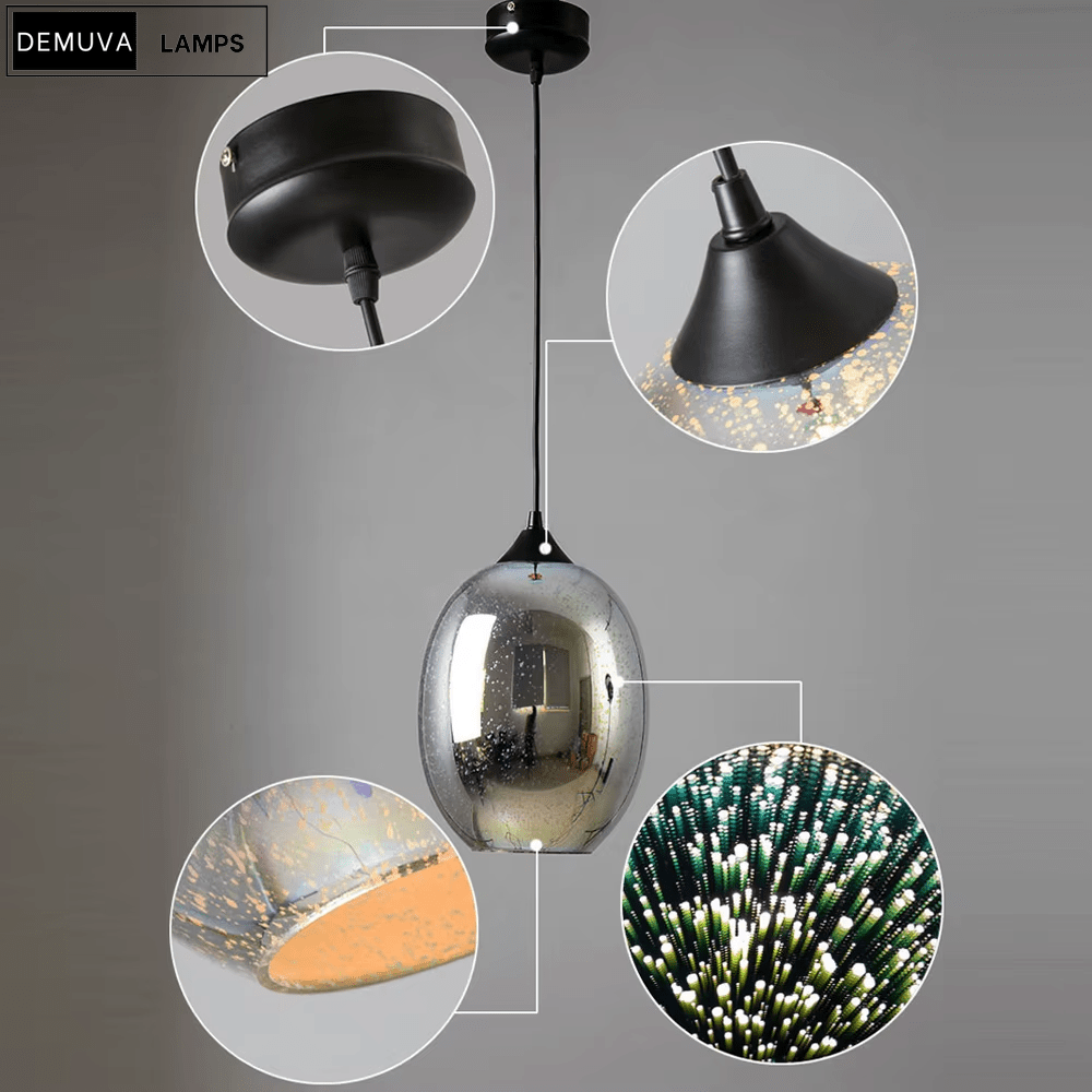 Creative 3D Fireworks Ceiling Lamp Modern Colourful Glass Pendant Light - Demuva