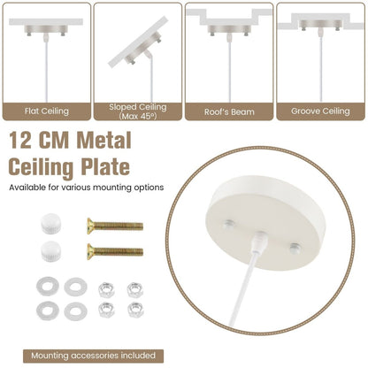 Dome Paper Pendant Ceiling Light with Adjustable Hanging Rope - Demuva