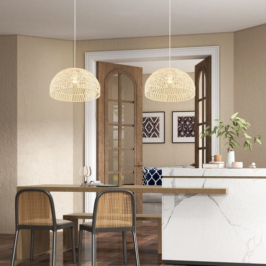 Dome Paper Pendant Ceiling Light with Adjustable Hanging Rope - Demuva