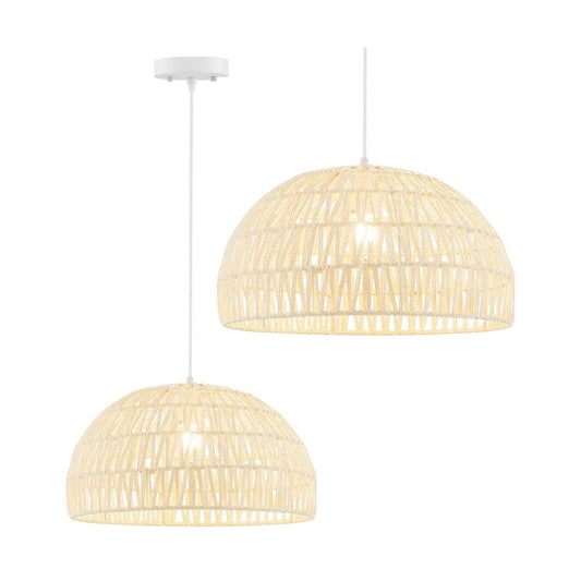 Dome Paper Pendant Ceiling Light with Adjustable Hanging Rope - Demuva