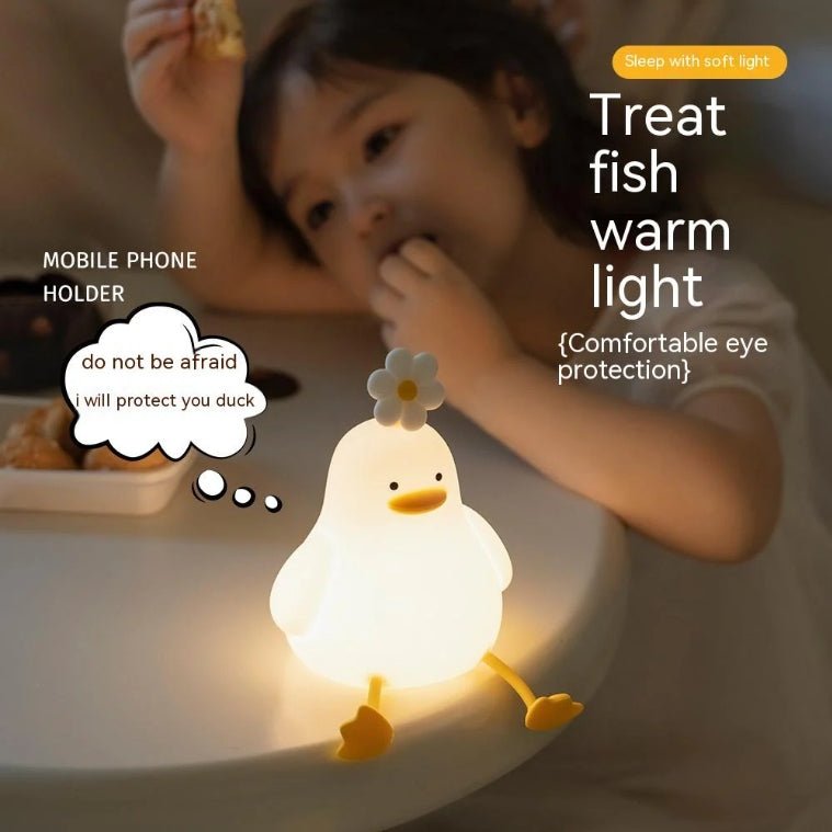 Duck Night Light – Soft Silicone Pat Lamp for Kids' Bedrooms - Demuva