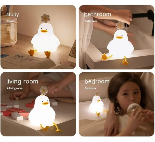 Duck Night Light – Soft Silicone Pat Lamp for Kids' Bedrooms - Demuva