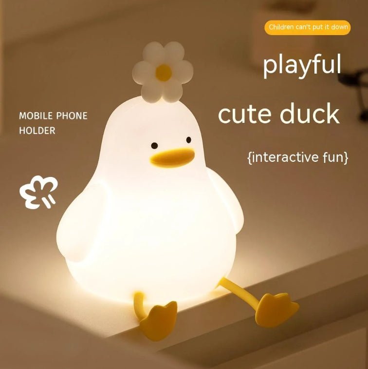 Duck Night Light – Soft Silicone Pat Lamp for Kids' Bedrooms - Demuva