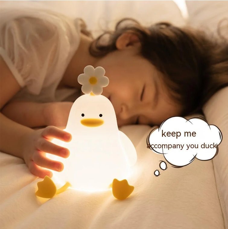 Duck Night Light – Soft Silicone Pat Lamp for Kids' Bedrooms - Demuva