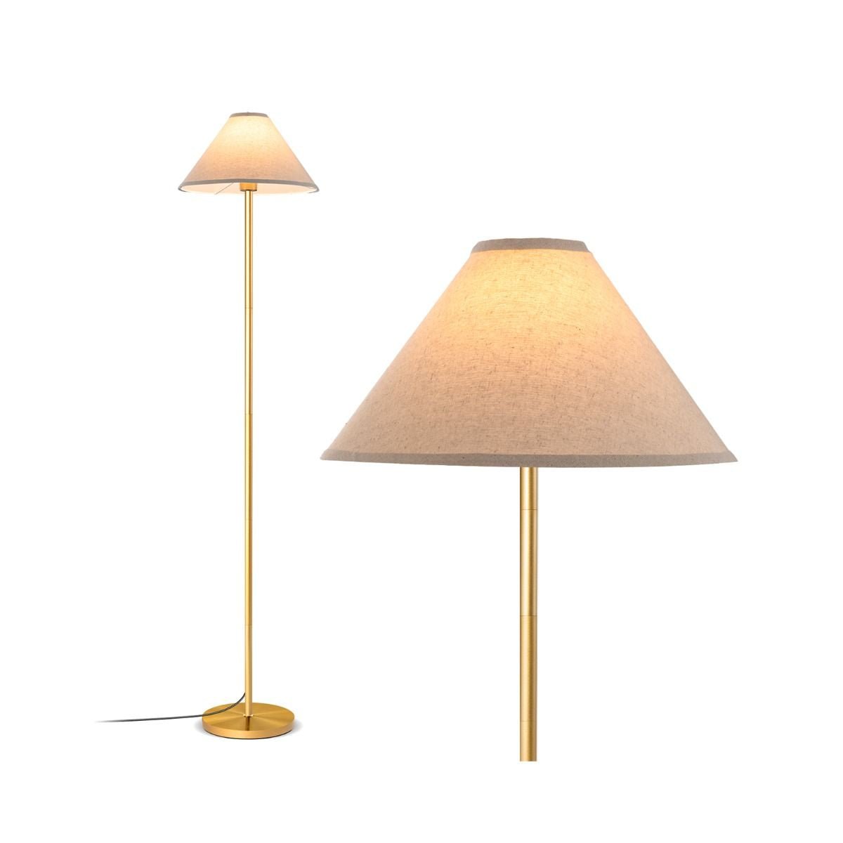 Elegant Floor Lamp with Linen Shade and Foot - Operated Switch - Demuva