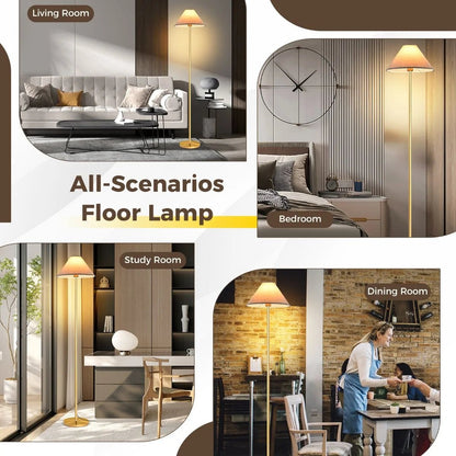 Elegant Floor Lamp with Linen Shade and Foot - Operated Switch - Demuva