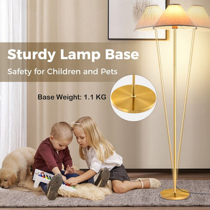 Elegant Floor Lamp with Linen Shade and Foot - Operated Switch - Demuva