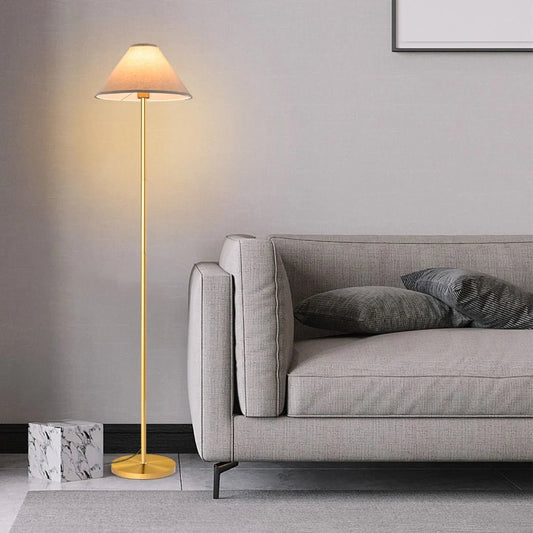 Elegant Floor Lamp with Linen Shade and Foot - Operated Switch - Demuva