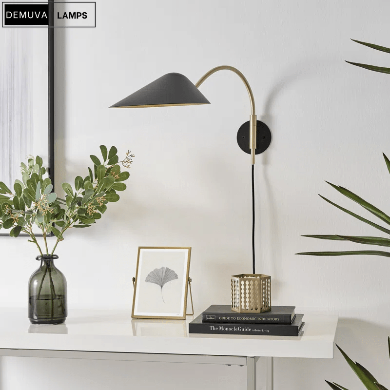 Elegant Wall Light - a sleek brushed metal reading lamp that embodies modern minimalism - Demuva