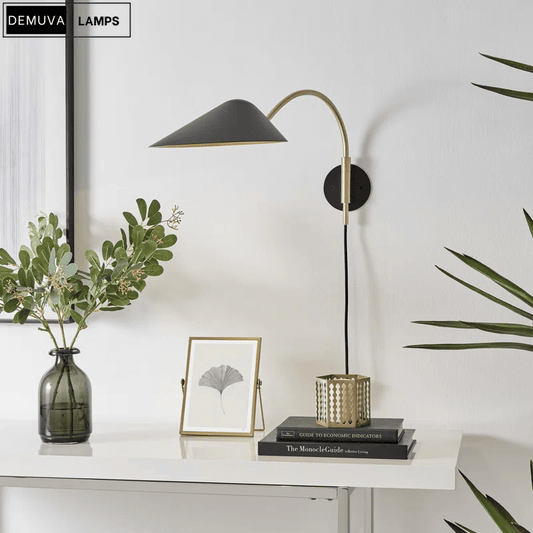 Elegant Wall Light - a sleek brushed metal reading lamp that embodies modern minimalism - Demuva