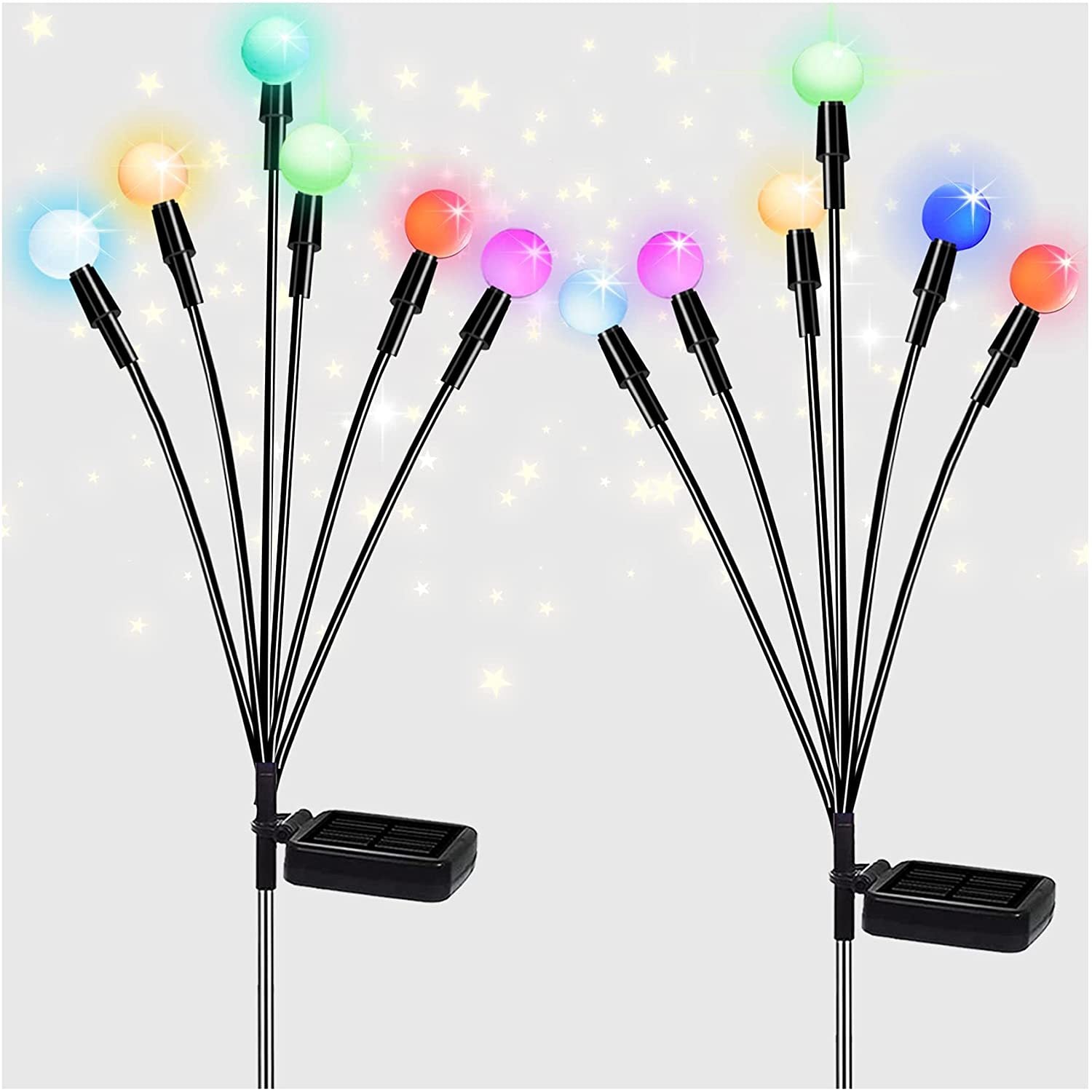 FireLume Solar Firefly Lights – Swaying LED Garden Decor with Warm or Colour - Changing Glow - Demuva