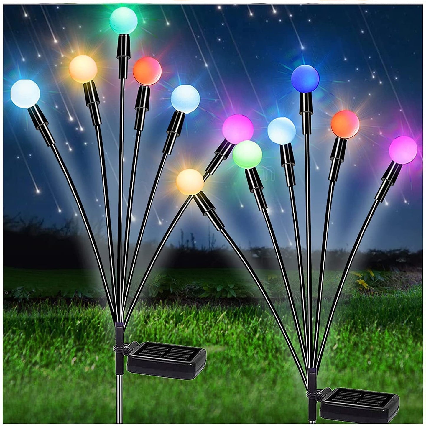 FireLume Solar Firefly Lights – Swaying LED Garden Decor with Warm or Colour - Changing Glow - Demuva