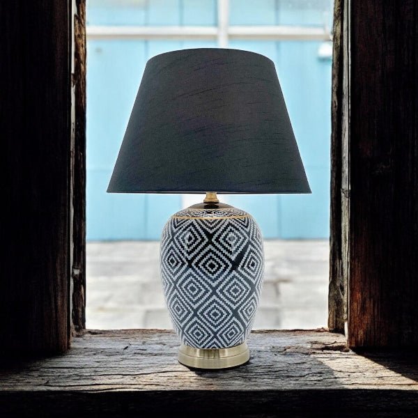 Floral Ceramic Table Lamp featuring a chic pleated shade - Demuva