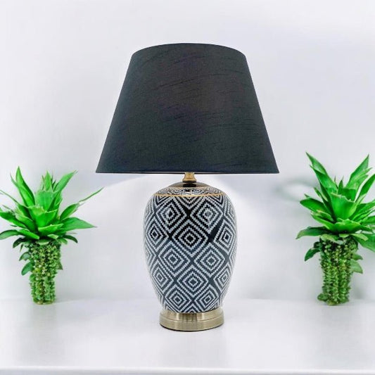 Floral Ceramic Table Lamp featuring a chic pleated shade - Demuva