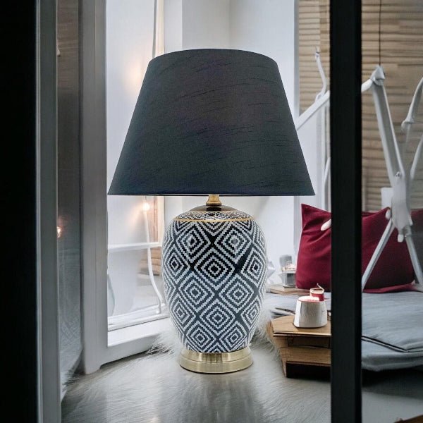 Floral Ceramic Table Lamp featuring a chic pleated shade - Demuva