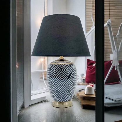 Floral Ceramic Table Lamp featuring a chic pleated shade - Demuva
