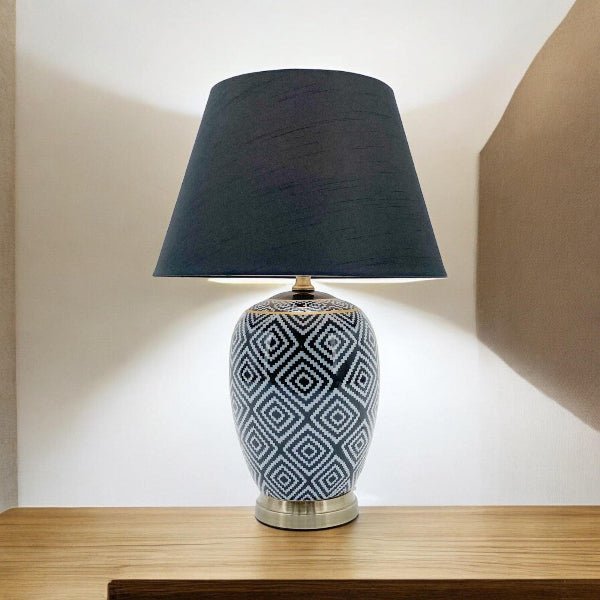 Floral Ceramic Table Lamp featuring a chic pleated shade - Demuva