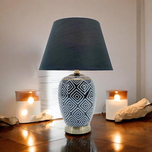 Floral Ceramic Table Lamp featuring a chic pleated shade - Demuva