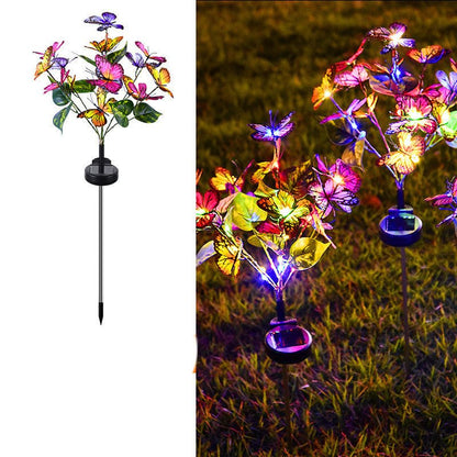 FluturaGlow Solar Butterfly Light – Colourful LED Garden Lantern for Courtyards & Lawns - Demuva
